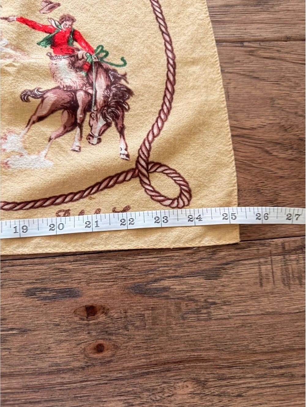 Vintage Ralph Lauren Yellow Cowboy Print Western Square Scarf 26